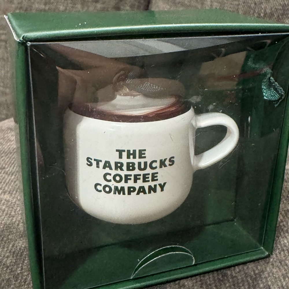 Starbucks White and Brown Ceramic Mug